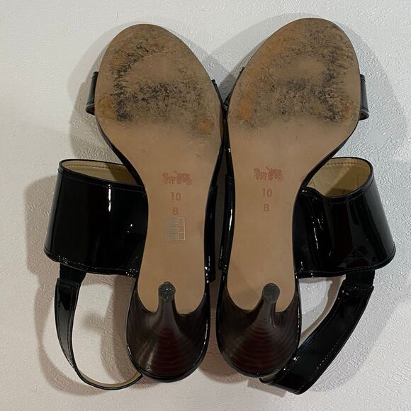 Coach Black Patent Leather Slingback Heels Women’s Size 10B - Picture 2 of 9